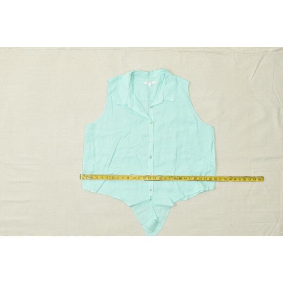 Chico's Plus Size 4 (US 20) Linen Sleeveless Top Tie Front Blouse Mint Green - Picture 4 of 8